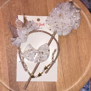 🆕 NWT - Cat & Jack - Gold and White Star Tulle Kids Hair Accessory Set